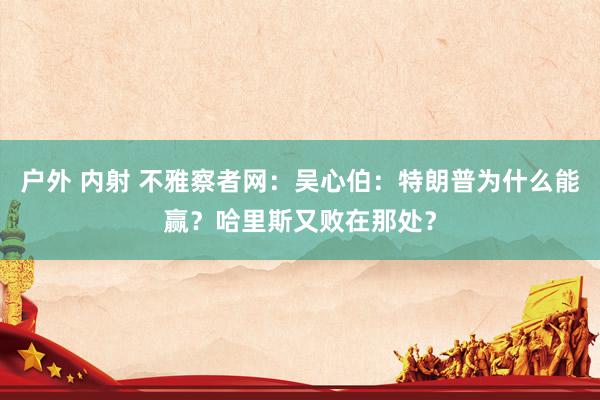 户外 内射 不雅察者网：吴心伯：特朗普为什么能赢？哈里斯又败在那处？