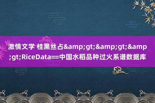 激情文学 桂黑丝占&gt;&gt;&gt;RiceData==中国水稻品种过火系谱数据库